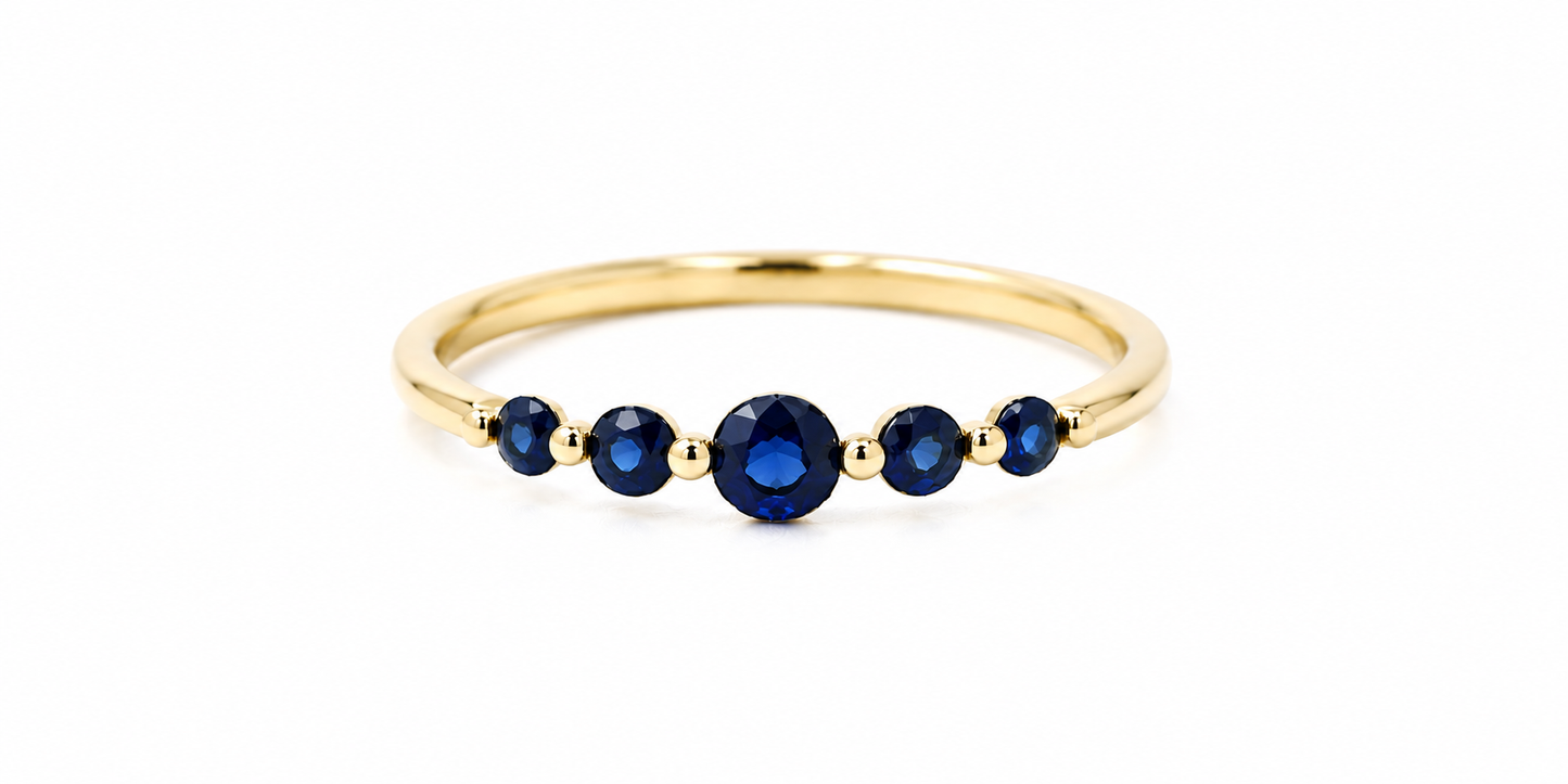 14K Goud Saffier Navy Ring