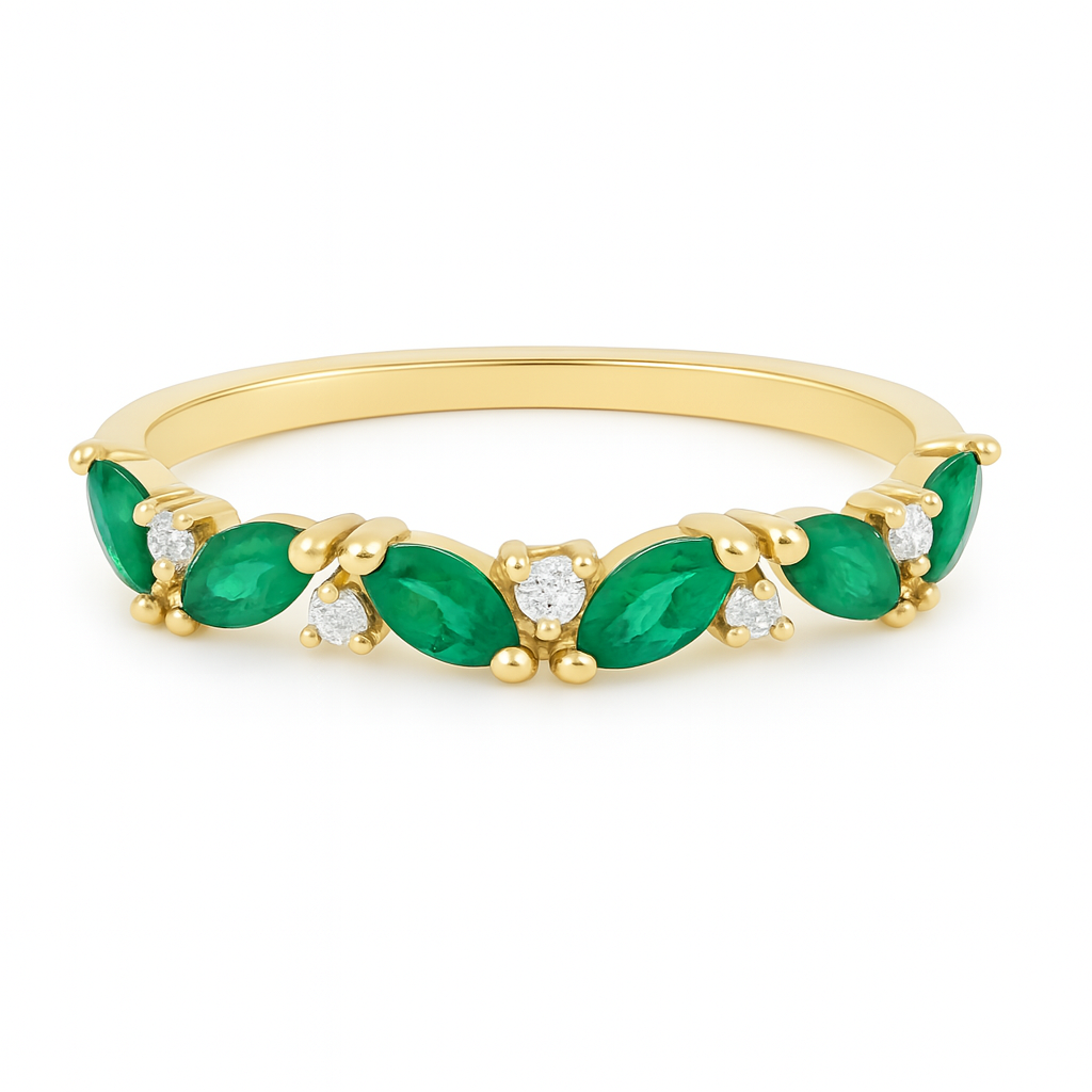 14K Diamant Smaragd Ana Ring